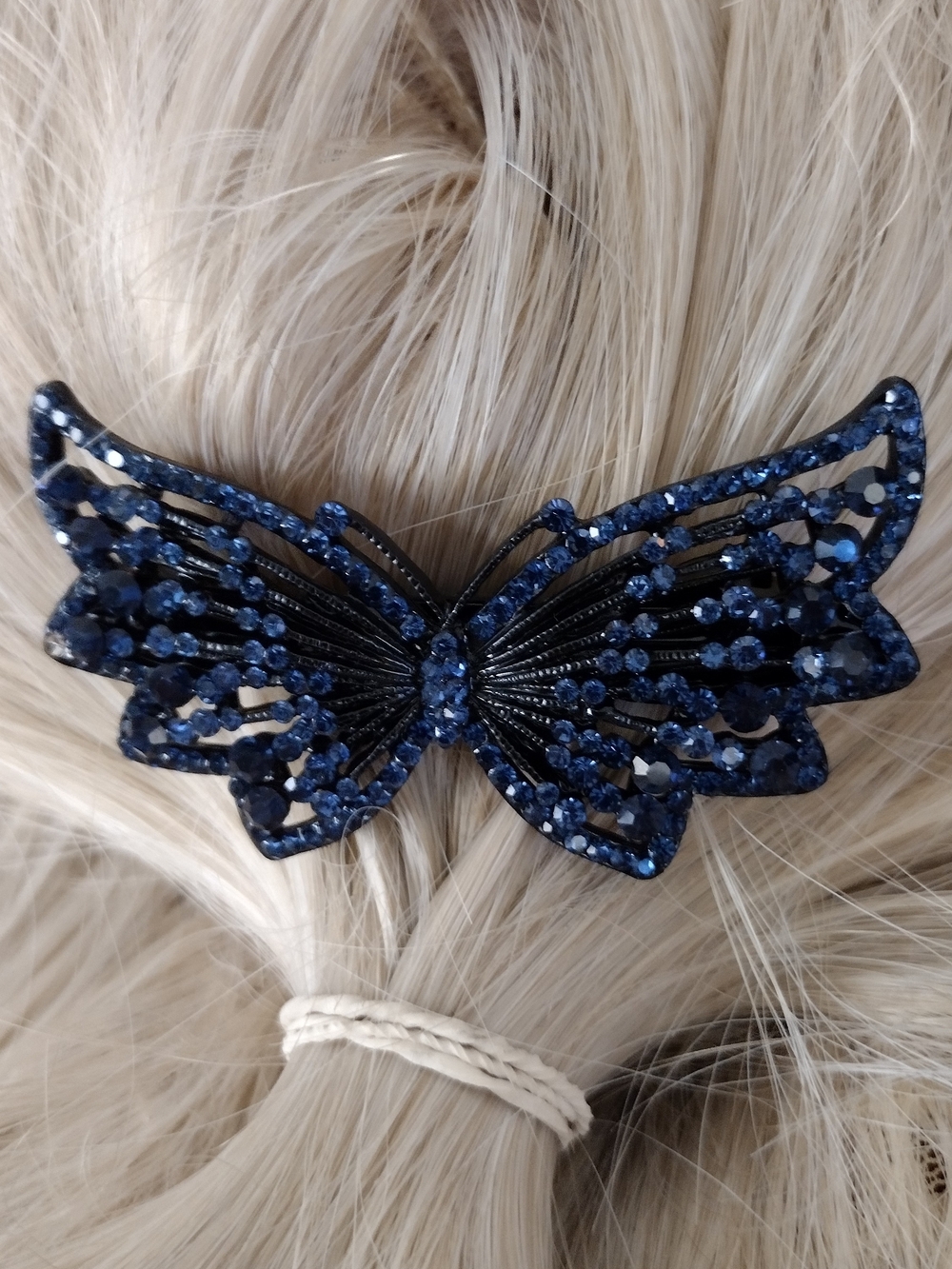Blue Crystal Butterfly Hair Clip - Women Accessories